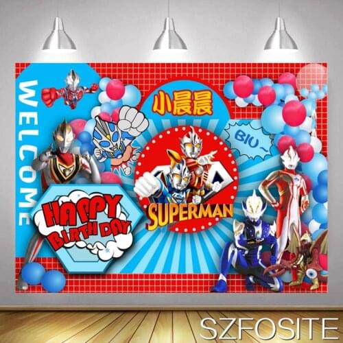 Custom Cartoon Super Armor Hero Personality Party Backdrop Boy Birthday Room Decoration Photography Photo Child Vinyl Background