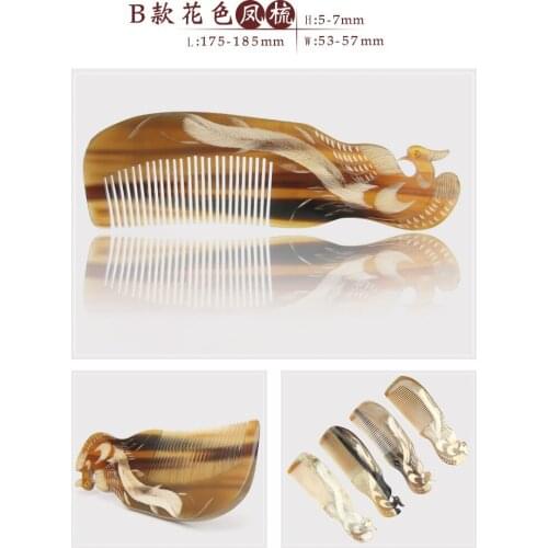 Hairdressing Combs Natural Animal Horn Anti Static Comb Phenix Magpie Swan Handle Massage Hair Care Brush Hairbrush Gift Sale