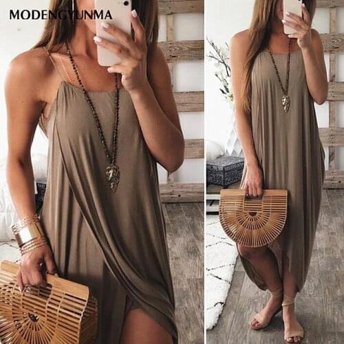 Loose Casual Lady Summer Long Dress Women Maxi Elegant Sleeveless Sling Vestido Party Dress Boho Beach Dress Maternity Dress
