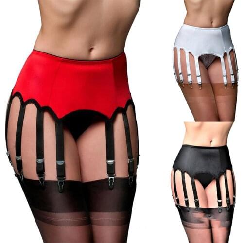 Xxl Ladies Sexy 10 Metal Buckles Garter Belt Women Sex Retro High Waist Elastic Mesh Sheer Garter Belt Suspender Erotic Sex Wear