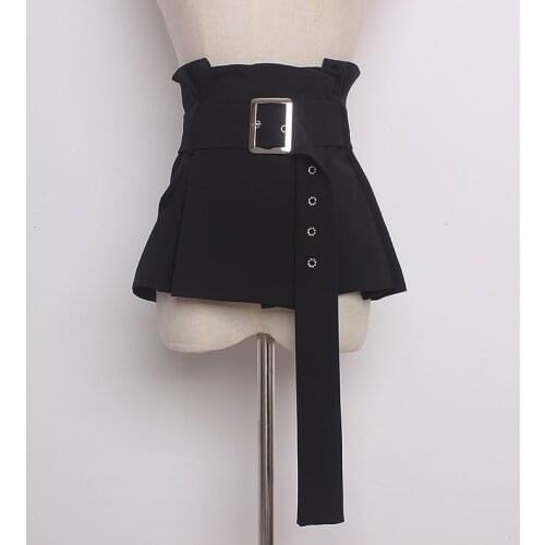Womens runway fashion black fabric Cummerbunds female Dress Corsets Waistband Belts decoration wide belt TB1368