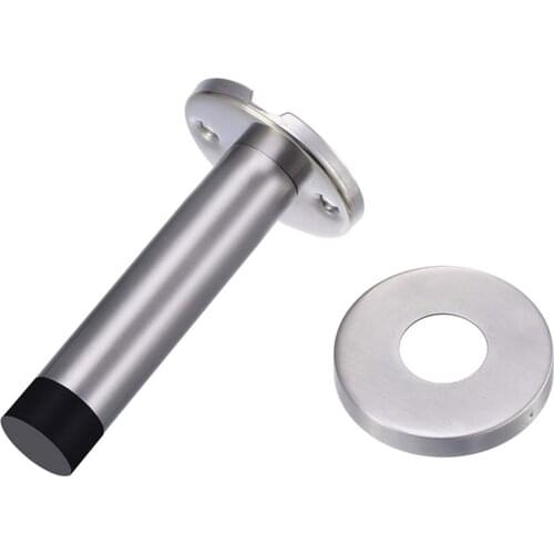 Silver Door Stop Floor Wall Protection Jam Jammer Stopper Bump Buffer Wedge Oval