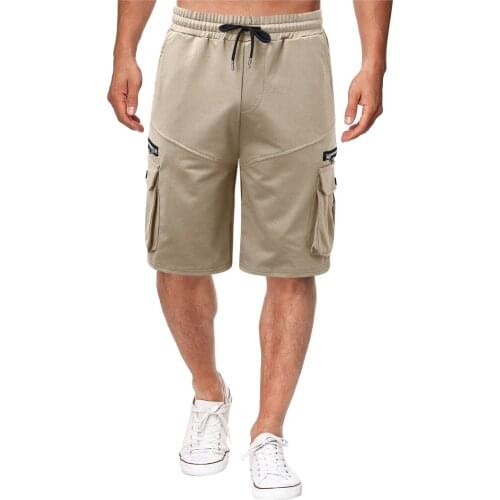 Knee Length Cargo Shorts Mens Summer Casual Cotton Multi Pockets Breeches Five-point Pants Military Khaki Men Shorts Pants