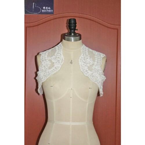 CJ2816804 Ivory/White Wedding Jacket Bolero Short Bridal Cape Appliqued Bridal Shrug Custom Made