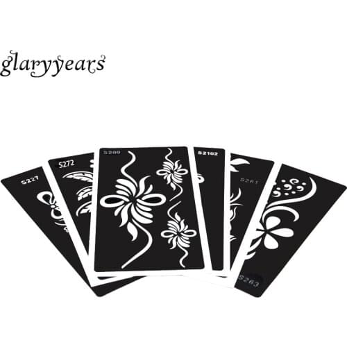 6 Sheets Women Makeup Henna Tattoo Stencil Flower Lace Design Colored Drawing Women Hand Body Art Tattoo Stencil Wedding S200#05