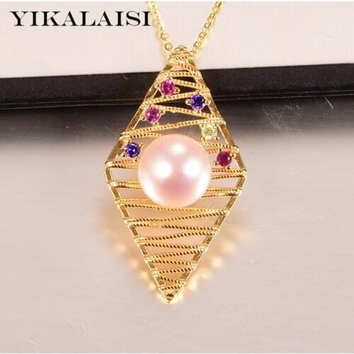 YIKALAISI 925 Sterling Silver Jewelry Pearl Pendants 2020 Fine Natural Oblate Pearl jewelry 10-11mm Pendants For Women wholesale