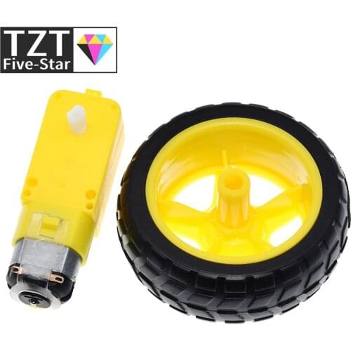TZT 1Lot/package Deceleration DC motor + supporting wheels , a / smart car chassis, motor / robot car wheels