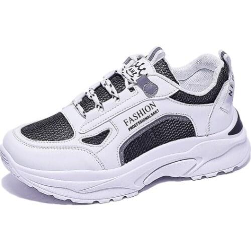 Womens Sneakers Breathable Mesh Summer Platform Shoes Lace-Up 5cm Rubber Sole Soft Comfortable 35-40 Fashion 2021 Non-Slip New