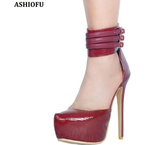 ASHIOFU Handmade Ladies High Heel Pumps Two-pieces Sexy Party Prom Dress Shoes Night-club Fashion Evening Court Shoes
