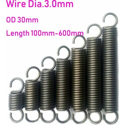 1pcs Wire Diameter 3.0mm Tension Extension Spring Expansion Springs Length 100/120/140/160/180/200/220-600mm Out Diameter 30mm