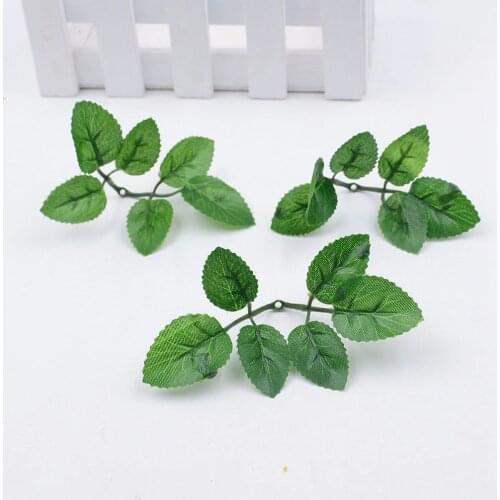 10pcs/lot 6Leaves/pcs Green Artificial Leaf Flower For Wedding Home Decoration Foliage DIY Scrapbooking Craft Fake Flower