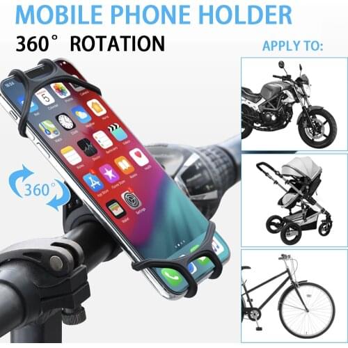 360°Rotation Universal Silicone Bike Bicycle Phone Holder Racks Motorcycle Handlebar Mount Moblie Phone Clip Bicycle Accessories