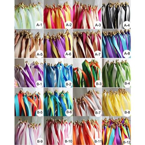50pcs /lot Multicolour Wedding Ribbon Stick/Sparklers Fairy Magic Wands With Bell Wedding Ribbon Wands Party Supplies