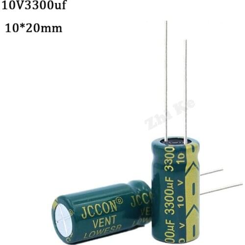 6pcs/lot 10v 3300UF 10*20 high frequency low impedance aluminum electrolytic capacitor 3300uf 10v 20