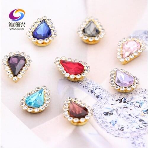 8x13mm Tear drop shape Sun flower Glass Crystal flatback sewing on rhinestones Diy Clothing accessories 20pcs/bag SWTYH02