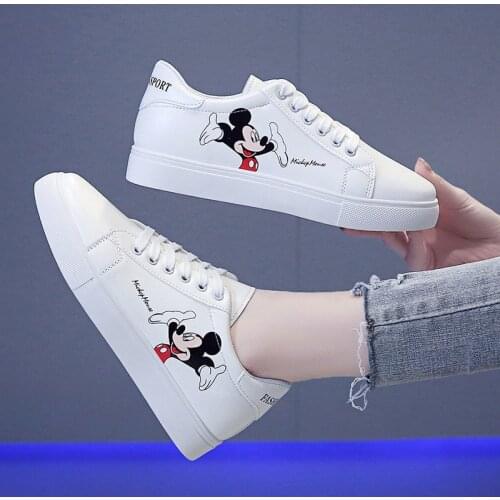Disney Mickey white shoes ladies spring new single shoes Mickey Mouse Korean wild casual shoes student fashion board shoes