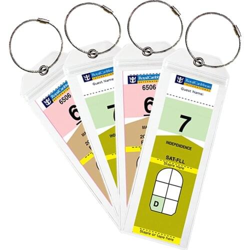 Cruise Tags Luggage tag Holders for Royal Caribbean & Celebrity Cruise Ship with Zip Seal & Steel Loops Thick PVC