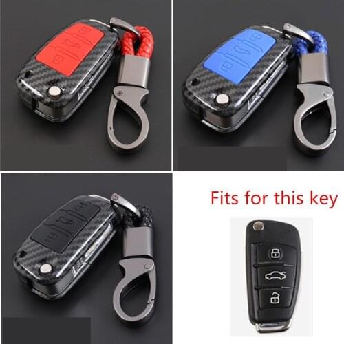 2019 Fashion ABS Carbon Fiber Silica gel car key protect case Cover&KeyChain For Audi C6 A7 A8 R8 A1 A3 A4 A5 Q7 A6 C5 car style