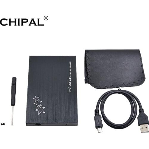CHIPAL Aluminium External USB 2.0 to SATA 3.0 22Pin 2.5" HDD Case SSD Enclosure 2.5 Inch 2T Hard Disk Drive HD Box + USB Cable