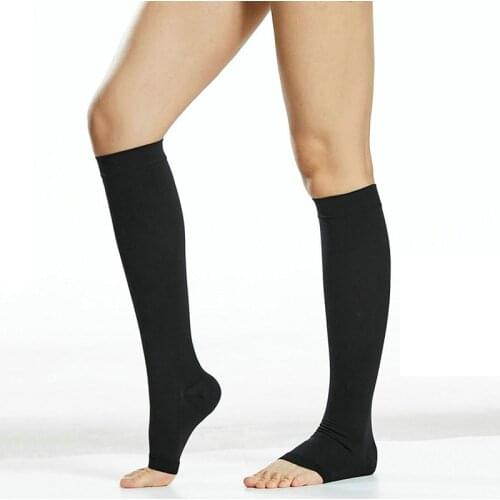 Elastic Open Toe Knee High Stockings Calf Compression Stockings Varicose Veins Treat Shaping Graduated Pressure Stockings