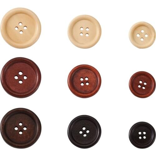180pcs 4-Hole Wooden Buttons Flat Round Mixed Color Wood Buttons for Clothing Scrapbooking DIY Crafting Sewing Accessories