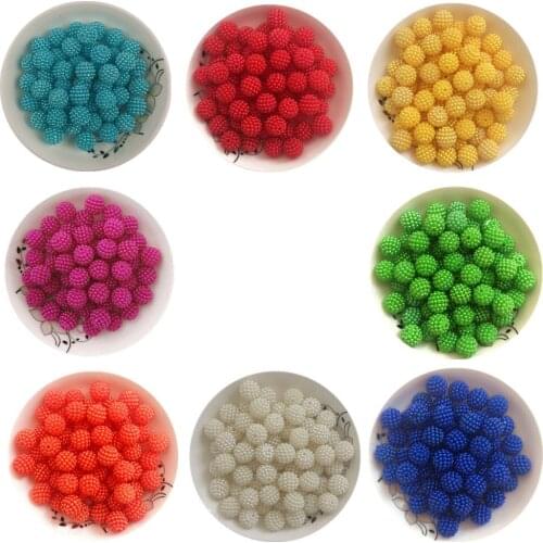 DIY bayberry ball double hole imitation pearl ABS handmade material clothing decoration accessories round loose beads 12mm
