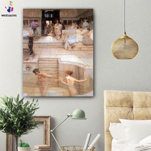 DIY colorings pictures by numbers with colors A bath hall picture drawing painting by numbers framed Home