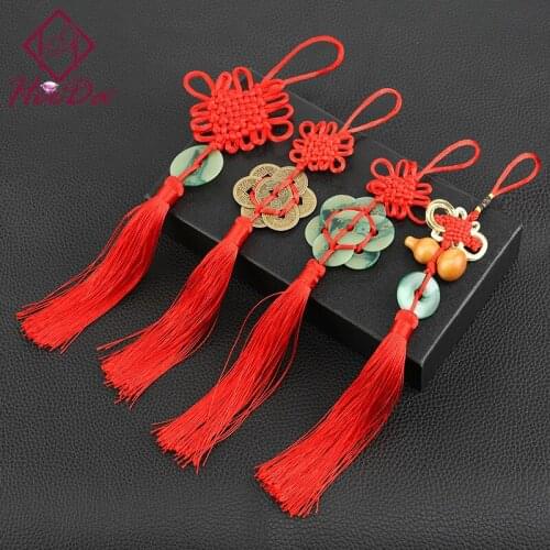 Ethnic Festive Chinese Style Knot Pendant Classic Joker Car Bag Pendant Women Men Red Safety Button Ornaments 2020 New Key Chain
