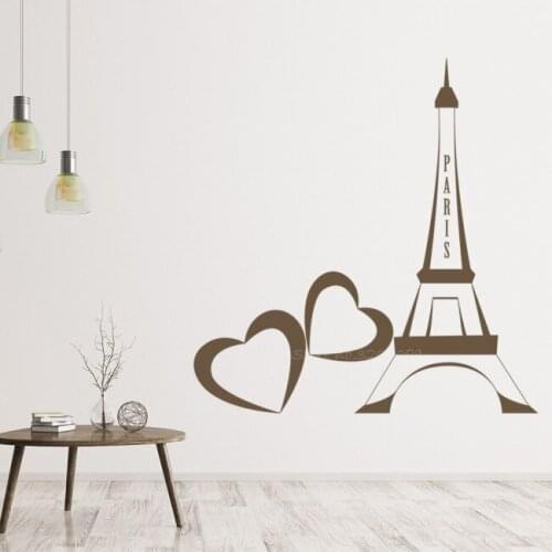 France Paris Tower Wall Sticker Love Heart Home decor Wallpaper Living room bedroom Interior Ornament sofa background EB410