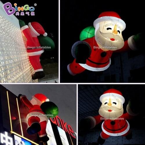 Giant 5mH Lighting Inflatable Climbing Santa Claus For Decoration / 16.4 Feet Inflated Flying Chrismas Old Man - Toys