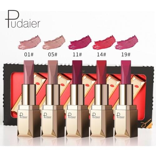 Pudaier Lipstick Set as Gift Moisturize Waterproof Long Lasting Red Velvet Matte Lip Tint Women Luxury Lipstick Kit Cosmetic