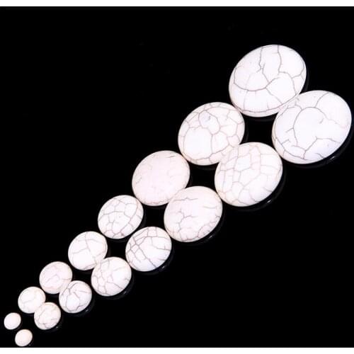 Cabochon Stone Turquoises Bead White Round Loose Beads DIY Jewelry Accessories Making For Handmade Inlaid Pendant Ring
