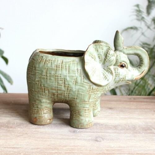 CERAMIC MULTI-MEAT POT WHOLESALE CREATIVE ELEPHANT MULTI-MEAT POT FLOWER GIRL BASKET FOR WEDDING DESKTOP FLOWER DECORATIVE
