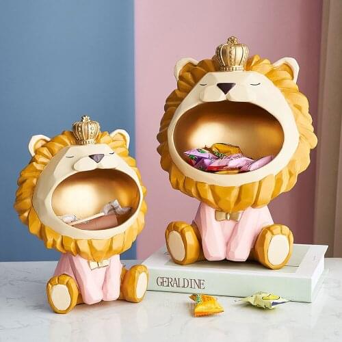 Creative Nordic Home Decoration Lion Sculpture Multifunctional Decorative Storage Box Home Living Room Decoration New Year Gift
