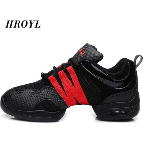 HROYL Modern Jazz Dance Shoes Sneakers for Women Soft Outsole Breath Girls Practice ballroom dance shoes Non-Slip
