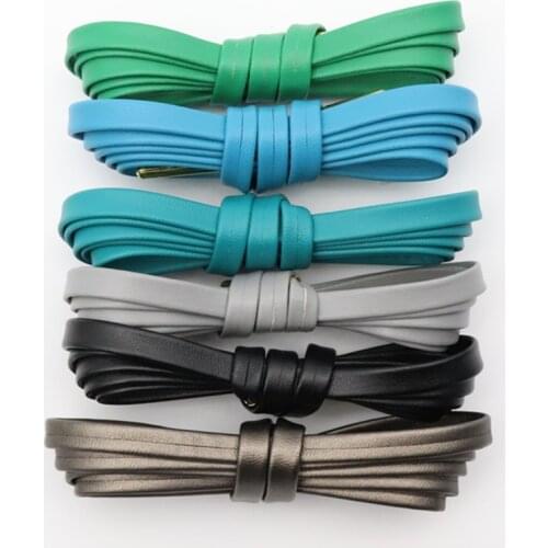 Coolstring Green/Blue/Purple Vigorous Youth Shoe Lace 7MM Student Leather Shoelace Premium Cord With Metal Alget For Adults&Kids