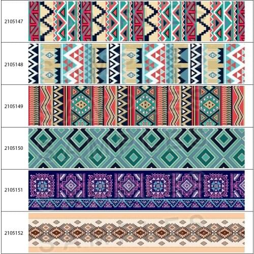 Ethnic Style Geometric Graphic Printing Grosgrain Ribbon 10 Yards DIY Accessories Decoration Party Ribbon