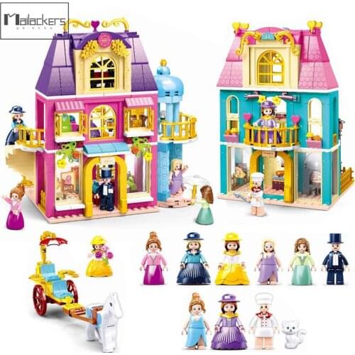 Mailackers Friends For Girls House Shopping Mall Model Friends Princess Figures Carriage Building Block Bricks Toys For Children