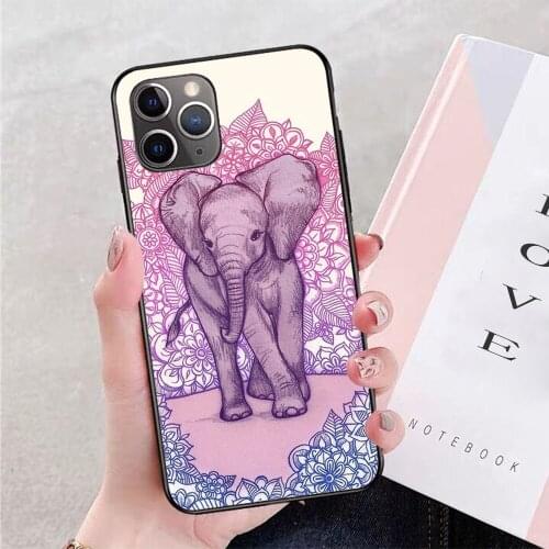 Cute Baby Elephant in pink, purple & blue Phone Case For iPhone 11 Pro X XR XS Max 6 7 8 plus Samsung S8 S9 S10 S20 A10 A50