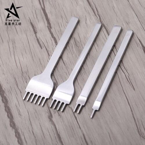 Pricking Iron DIY Cowhide Leather Bayonet Oblique Flat Cut Leather Punch Tools Kit 4mm pitch White Steel