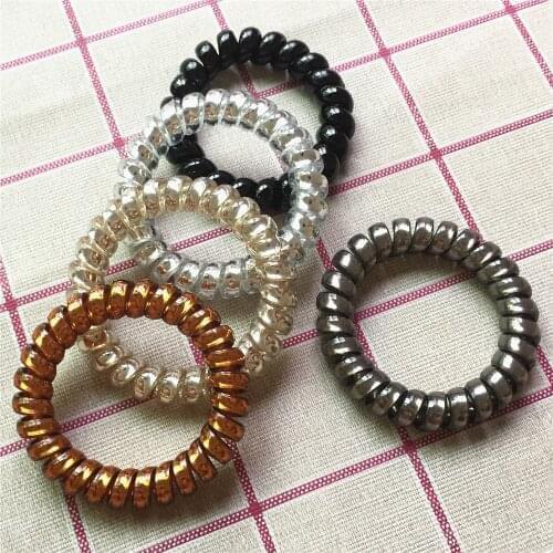 Wholesale 20PCS Candy Bright Color High Elasticity Telephone Wire Bracelet Spiral Band Coil Bracelet Women Hair Ponytail Holder