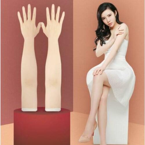 1 Pair Full Silicone Hands Gloves Sturdy Arm Shaper Enhancer Cosplay Soft Five Fingers Wear Transgender for Women Body Shaper
