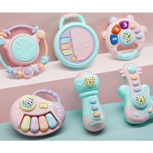 0-12 Months Baby Early Education Hand Drum Rattle with Chinese Music Kids Educational Toys for Children Gifts