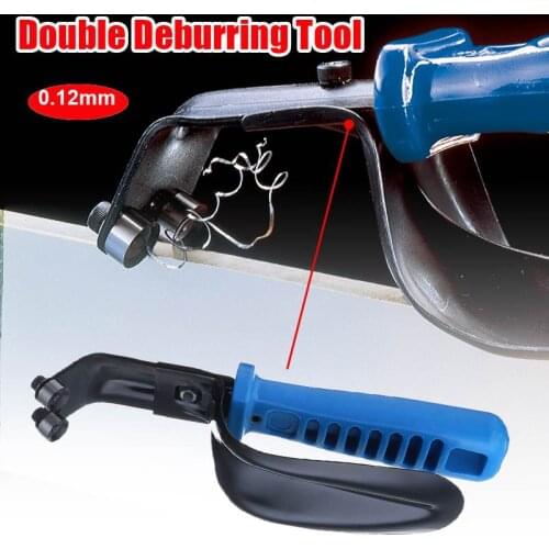 TOP Handheld Portable Double Sheet Metal Deburring Tool With Guard 1-12Mm Cutting Blades,Professional Burr Trimming Cutter Blade