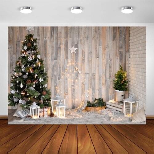 Yeele Christmas Backdrop Children Photography Pine Lamp Wooden Wall Indoor Background Baby Photographic Photo Studio Photophone