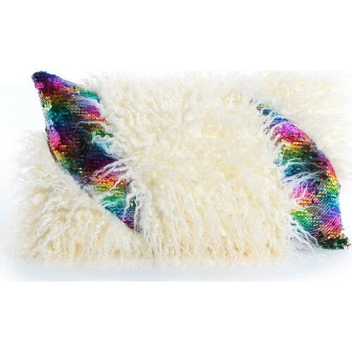 Faux Fur Pillow Cover colorful Sequin Cushion Cover Home Decor Lumbar Pillow 30x50cm Decorative pillowsham