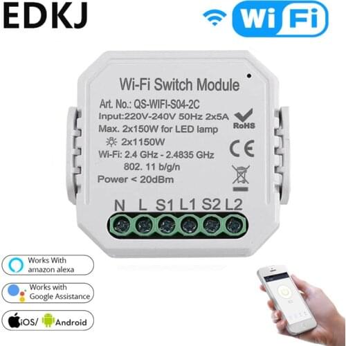 DiY WiFi Smart Light Switch Relay Module 1 Channel 1/2 Way Smart Life Tuya APP Remote Control Work with Alexa Echo Google Home