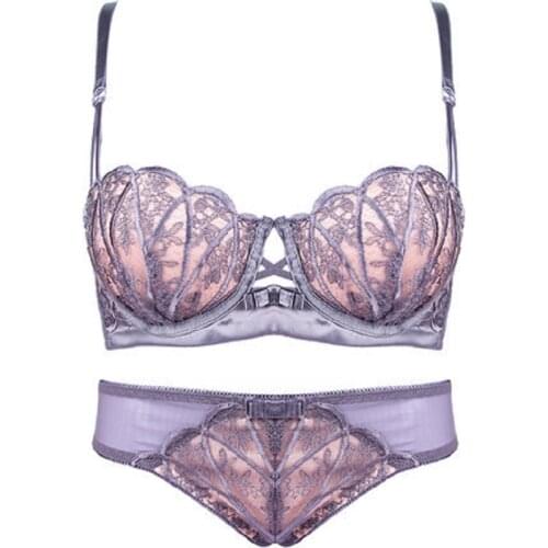 Sexy Lace Bra Briefs Set Women Small Size Push Up Bra Underwire Adjust Straps Bust Lingerie Floral Underwear T Shirt Bra Set