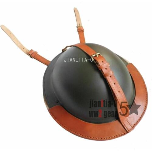 WWII UK ARMY MK2 FIELD BRITISH TOMMY UNIFORM STEEL HELMET WITH LEATHER COVER OUTDOOR MILITARY WW2