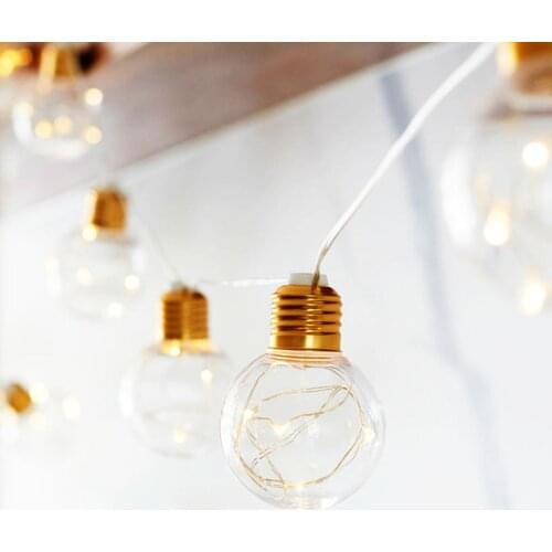 Led Clear Globe Copper Wire Lamp String Lights 10 Bulbs G45 Holiday Light 4M Garland Decor For Curtyard Garden Window Xmas Tree